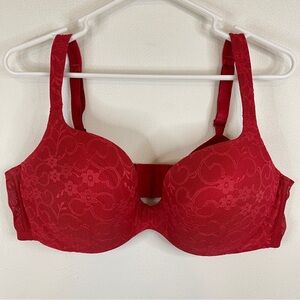 Cacique Sexy Sensual Red Lace Underwire Push Up Bra Size 44D